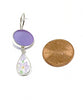 Lavender Frosted Glass with Light Purple Floral Vintage Pottery Double Drop Earrings