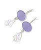 Lavender Frosted Glass with Light Purple Floral Vintage Pottery Double Drop Earrings