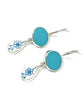 Blue Flower Vintage Pottery with Aqua Stained Glass Double Drop Earrings