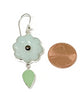 Hand Carved Amazonite Stone Flower with Pearl and Mint Sea Glass Leaf Double Drop Earrings