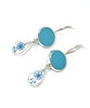 Blue Flower Vintage Pottery with Aqua Stained Glass Double Drop Earrings