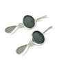 Dark & Light Grey Sea Glass Double Drop Earrings