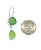 Bright Greens Sea Glass Double Drop Earrings
