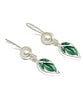Green Leaf Vintage Pottery with Pearl Double Drop Earrings