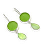 Green Sea Glass with Lime Green Mother of Pearl Double Drop Earrings