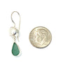Turquoise Green Sea Glass with Pearl Earrings Double Drop Earrings