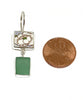 White Flower Vintage Pottery with Green Sea Glass Double Drop Earrings
