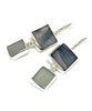Dark Grey Mother of Pearl & Grey Sea Glass Double Drop Earrings