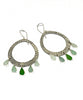 Five Drop Light Olive Green, Aqua & Clear Sea Glass Hoop Earrings
