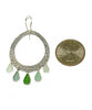 Five Drop Light Olive Green, Aqua & Clear Sea Glass Hoop Earrings