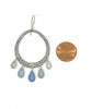 Five Drop Shades of Light Blues Sea Glass Hoop Earrings