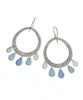 Five Drop Shades of Light Blues Sea Glass Hoop Earrings