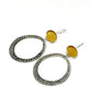 Textured Amber Sea Glass Hoop Earrings