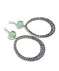 Square Aqua Sea Glass Hoop Earrings