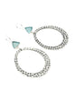 Aqua Triangle Sea Glass Hoop Earrings