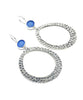 Round Denim Blue Sea Glass Hoop Earrings