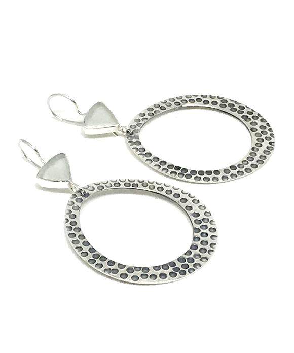 Clear Triangle Sea Glass Hoop Earrings