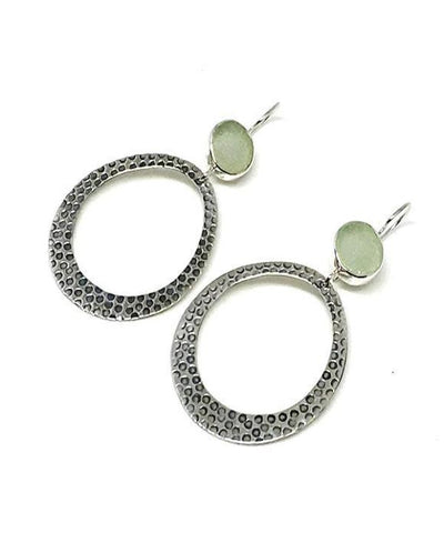 Coke Bottle Blue Sea Glass Hoop Earrings
