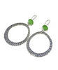 Lime Green Sea Glass Hoop Earrings