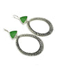 Triangle Green Sea Glass Hoop Earrings