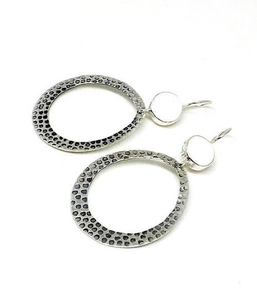 White Milk Glass Sea Glass Hoop Earrings