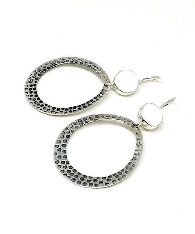 White Milk Glass Sea Glass Hoop Earrings