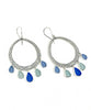 Five Drop Light Blue to Cobalt Sea Glass Hoop Earrings