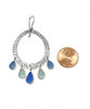 Five Drop Light Blue to Cobalt Sea Glass Hoop Earrings