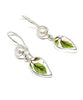 Green Leaf with Pink Vintage Pottery with Pearl Double Drop Earrings