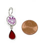 Purple Lotus Vintage Pottery with Raspberry Stained Glass Double Drop Earrings