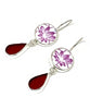 Purple Lotus Vintage Pottery with Raspberry Stained Glass Double Drop Earrings