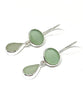 Light Green & Soft Sage Green Sea Glass Double Drop Earrings