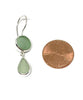 Light Green & Soft Sage Green Sea Glass Double Drop Earrings