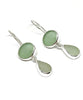 Light Green & Soft Sage Green Sea Glass Double Drop Earrings