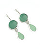 Turquoise & Aqua Sea Glass Double Drop Earrings