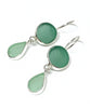 Turquoise & Aqua Sea Glass Double Drop Earrings