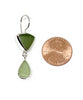 Olive & Sage Green Sea Glass Double Drop Earrings