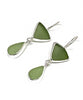 Olive & Sage Green Sea Glass Double Drop Earrings