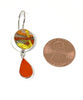 Fiesta Inspired Fused Glass with Orange Stained Glass Double Drop Earrings