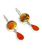 Fiesta Inspired Fused Glass with Orange Stained Glass Double Drop Earrings
