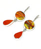 Fiesta Inspired Fused Glass with Orange Stained Glass Double Drop Earrings