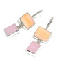 Pastel Peach & Pink Stained Glass Double Drop Earrings