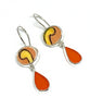 Orange & Yellow Vintage Pottery with Frosted Orange Glass Double Drop Earrings