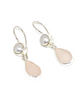 Pink Sea Glass with Pearl Earrings Double Drop Earrings