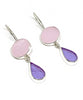 Pastel Pink & Clear Lavender Stained Glass Double Drop Earrings