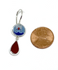 Deco Style Vintage Pottery with Red Sea Glass Double Drop Earrings