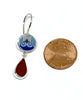 Deco Style Vintage Pottery with Red Sea Glass Double Drop Earrings