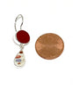Red Sea Glass and Retro Vintage Pottery Double Drop Earrings