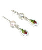 Red Rosebud Vintage Pottery with Pearl Double Drop Earrings