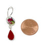 Red Rosebud Vintage Pottery with Red Stained Glass Double Drop Earrings